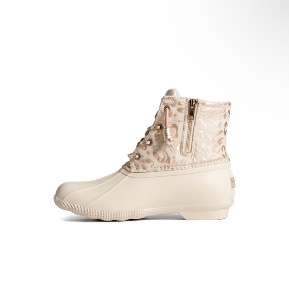 NIB SPERRY Saltwater Metallic Leopard Jacquard Duck Boot Sz: 10 - Picture 3 of 8